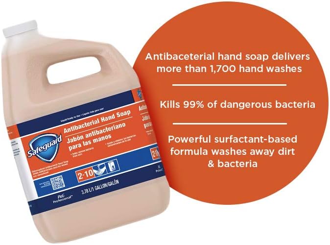 Antibacterial Hand Soap from Safeguard Professional, Bulk Liquid Hand Soap Refill, 1 Gal. (Case of 2) : Beauty & Personal Care