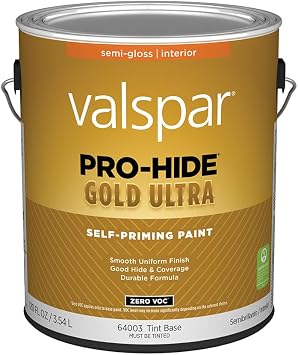 Valspar 64003 Tint White Pro-Hide Gold Ultra Interior Super One Coat Primer, Semi-Gloss, 1 Gallon