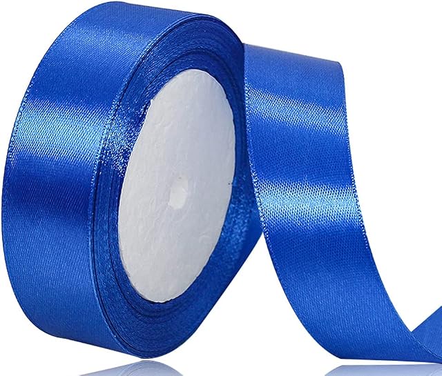 Royal Blue Satin Ribbon 25mm, 23 Meters Solid Colors Fabric Ribbon for Crafting, Gift Wrapping, Balloons, DIY Sewing Project, Hair Bows and Cake Decoration