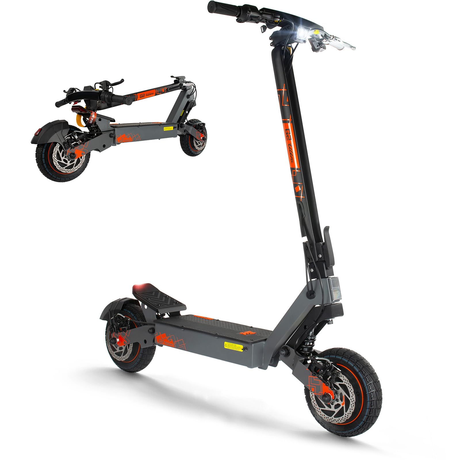 Kukirin Electric Scooter Adults All Terrain, Electric Scooter, Powerful Folding Electric Scooter/Autonomy of 55-60 km/10" Wheels/Maximum Load 120 kg/IP54/Double Disc Brakes,G2 Ultra