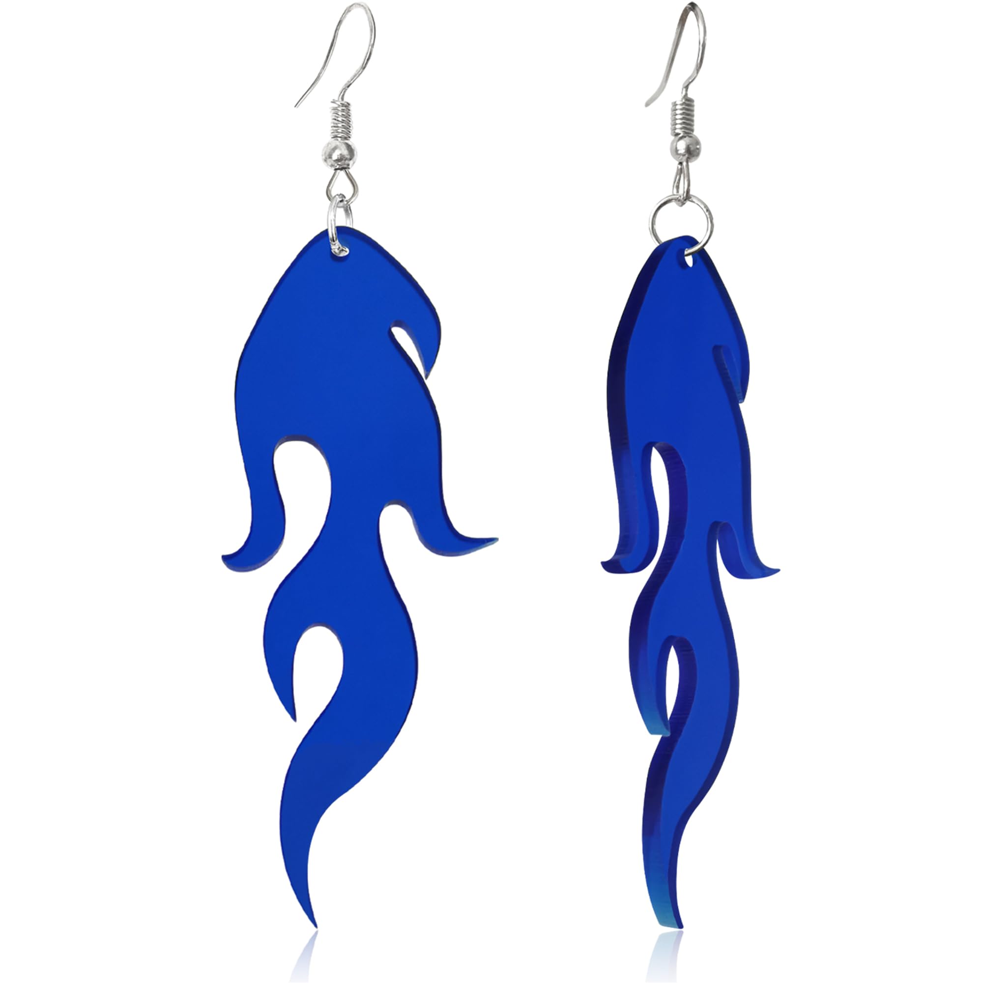 Unique Funny Exaggerated Acrylic Flame Geometric Drop Dangle Earrings Punk Sparkling Gold Silver Red Fire Element Circle Earrings for Women Statement Cosplay Halloween Jewelry Gifts