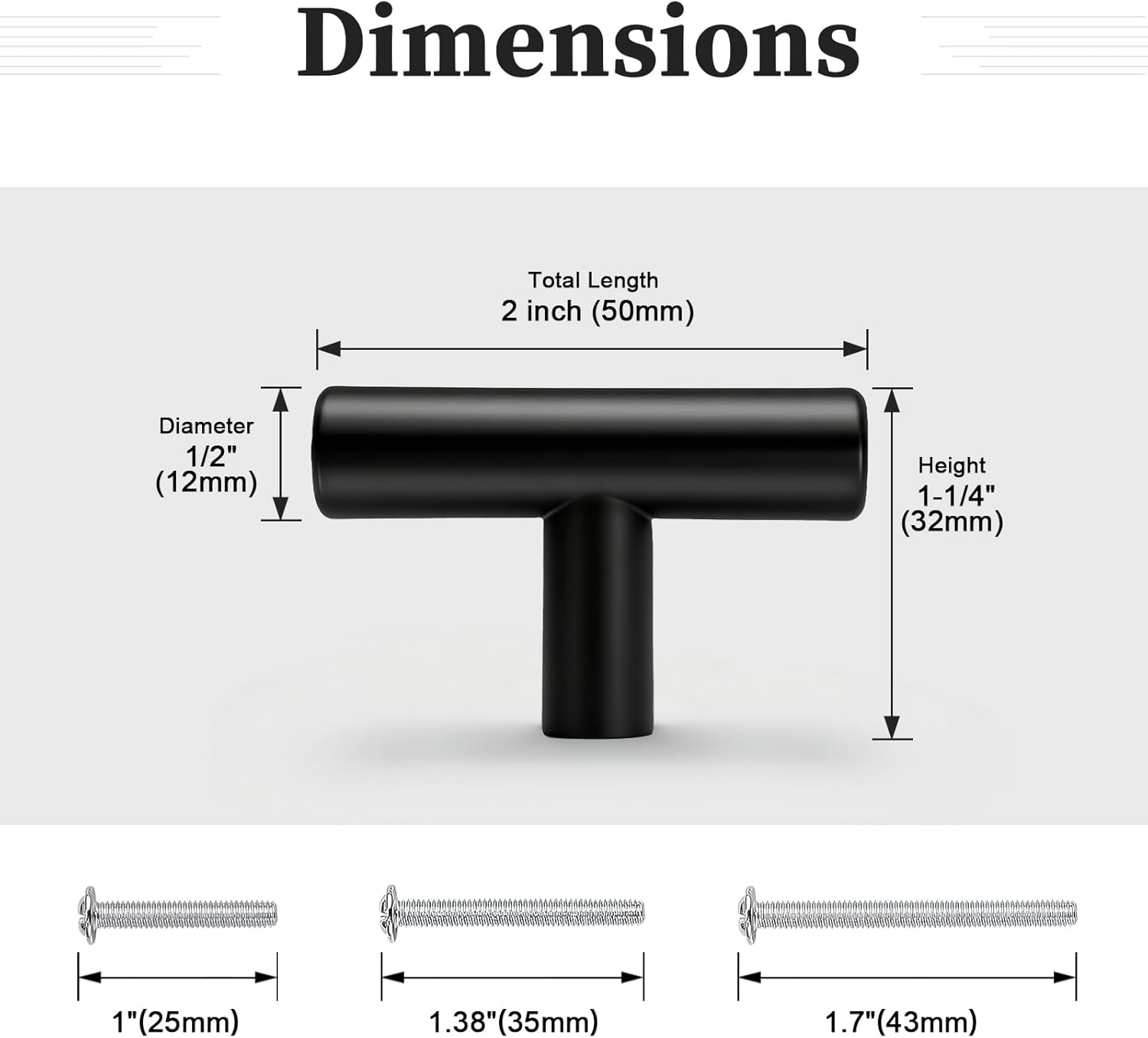 Gobrico 30 Pack Single Hole Cabinet Knobs, Black Kitchen Cabinet Knob, Matte Black Stainless Steel Drawer Knob, Overall Length 2" Cupboard Knob