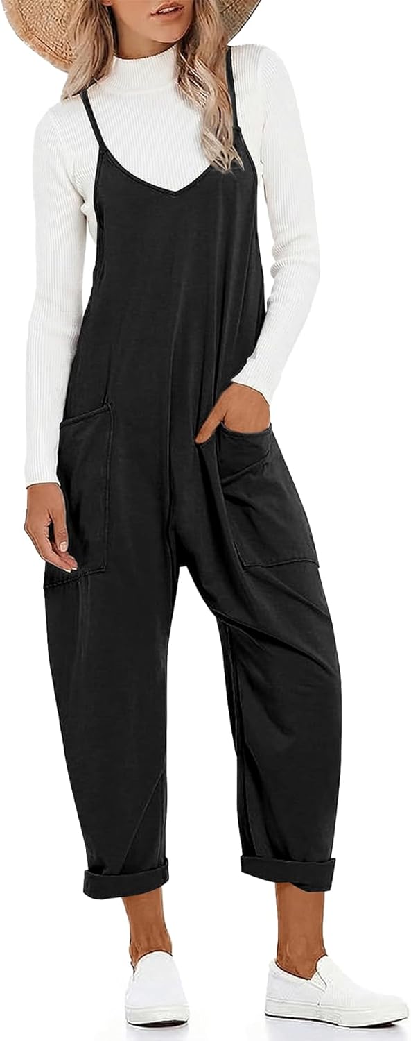 Muchpow Women's V Neck Sleeveless Jumpsuits Spaghetti Straps Harem Long Pants Overalls With Pockets - Image 5