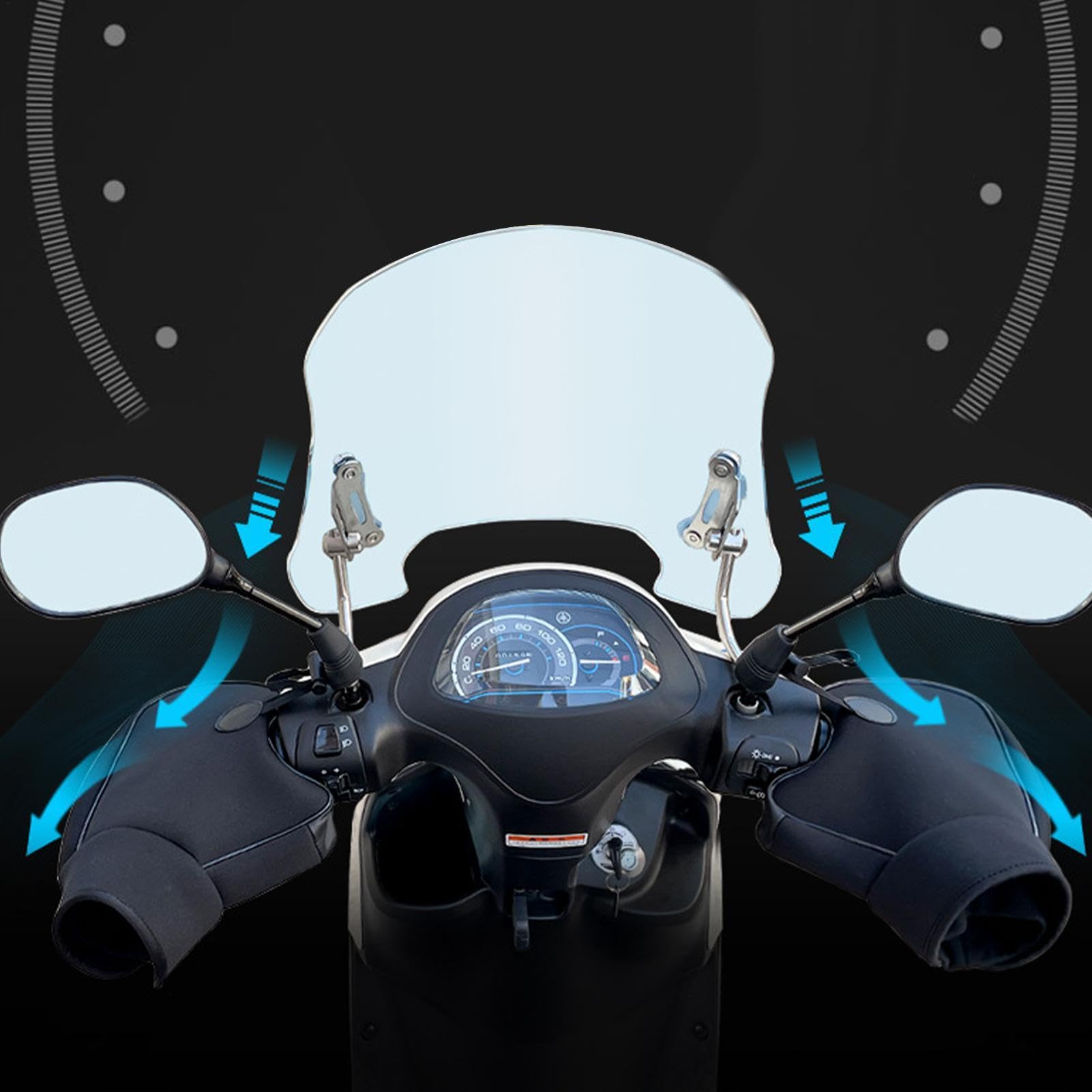 Guanti da manubrio per moto | Manicotti scaldamoto antivento - Accessorio invernale a protezione multipla per motoslitte, scooter, ATV