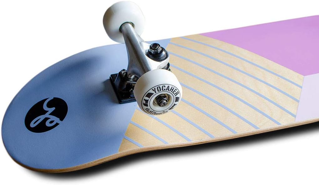 Yocaher Skateboards 31" x 7.75" or 8.25" or Cruiser Skateboard w/Pro Maple Skate Board Deck ABEC-9 Bearing (Complete-13-8.25" - Geometric Purple, 8.25)