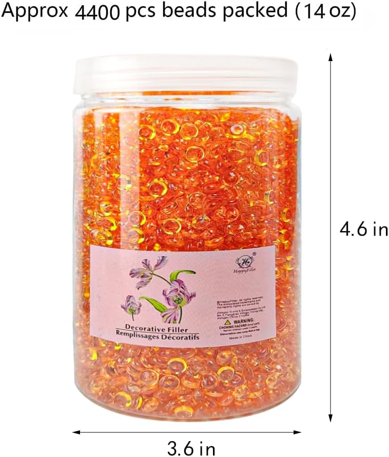 HappyFiller 4400 Pcs Orange Acrylic Mini Discs 0.28 Inch,Home Kitchen Room Decorative Vase Fillers,Fishbowl,Flat Slime Beads,Sensory Bin Table,Centerpieces,Candle Holder,Party Confetti - Image 2