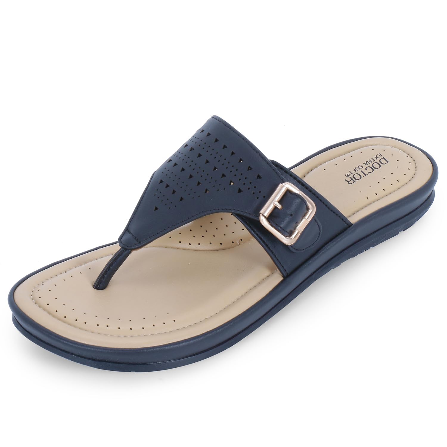 Women's Flat Memory Foam Slippers/Flip-Flops Fashion Stylish Casual Comfortable Diabetic Orthopedic Lightweight Synthetic Slip-on Sandals with Adjustable Buckle for Girls & Ladies D-609-image-40