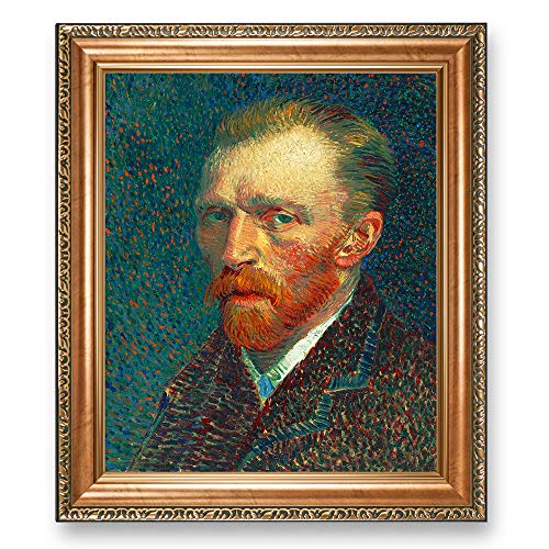 A&T ARTWORK Self Portrait by Vincent Van Gogh.Framed Size:24.5x20.5 inches,Image Size:20x16 inches World Classic Reproductions For HomeDecor,Italy Style Luxurious Gold Embossing Frame