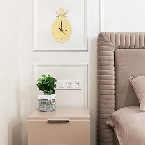 Miniatura 3 de Uonlytech Reloj de pared creativo Reloj de pared de dibujos animados moderno Forma de piña Reloj de pared silencioso Decoración