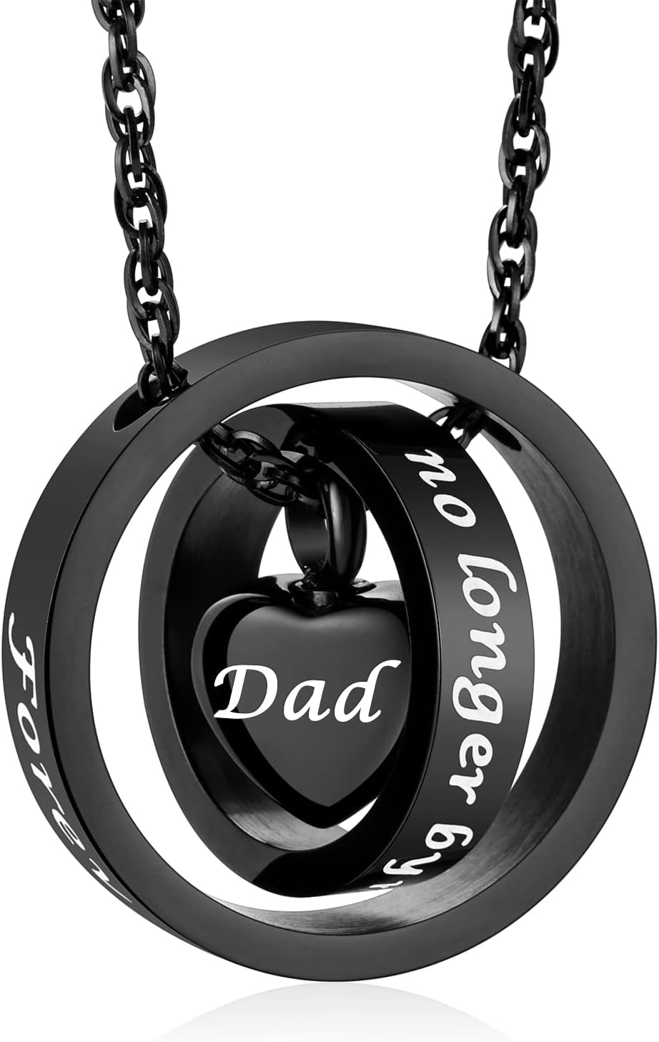 XIUDA Urn Necklace for Ashes No Longer by My Side, Forever in My Heart Carved Locket Cremated Ashes Necklace
