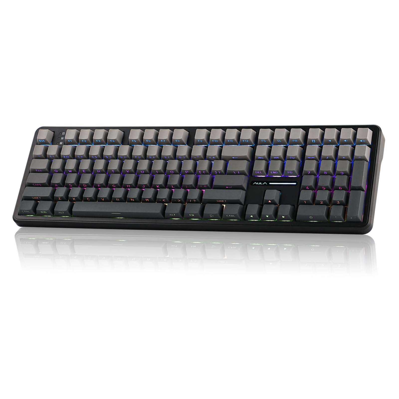 MechLands Aula F108 Tastiera da Gioco Wireless al 100%, 4000mAh, Tastiera Meccanica Personalizzabile, 108 Tasti Programmabili, Sostituibili a Caldo, per Win/Mac (Sfumatura Nera)