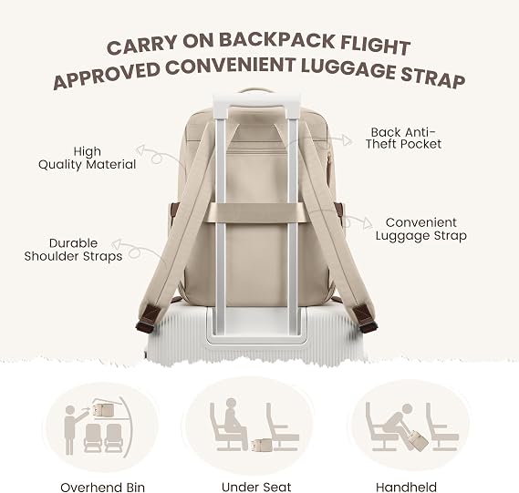 Laptop Backpack, Hand Luggage, 16 Inches, Backpack for Men and Women, Business Backpack, Waterproof, Backpack Daypack for School, Cycling, Leisure and Travel, apricot, 16 Zoll