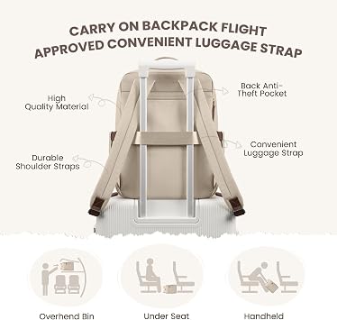 Laptop Backpack, Hand Luggage, 16 Inches, Backpack for Men and Women, Business Backpack, Waterproof, Backpack Daypack for School, Cycling, Leisure and Travel, apricot, 16 Zoll