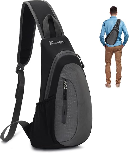 Small Sling Bag Victop Lightweight Crossbody Backpack Waterproof Nylon Sling Rucksack Bag for Men Women Multipurpose Chest Shoulder Bag for Sports and Outdoor Traveling Hiking Cycling (Grey)