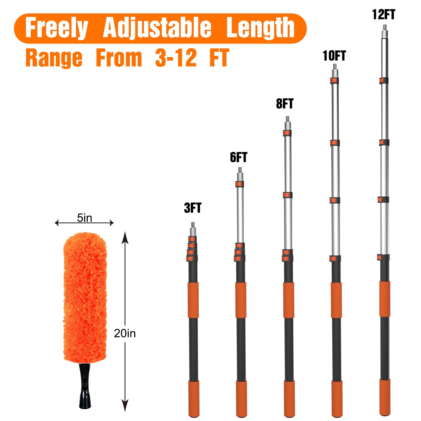 LAANPOLE Mopa limpiadora de pared para techos de 3,6 m de alto