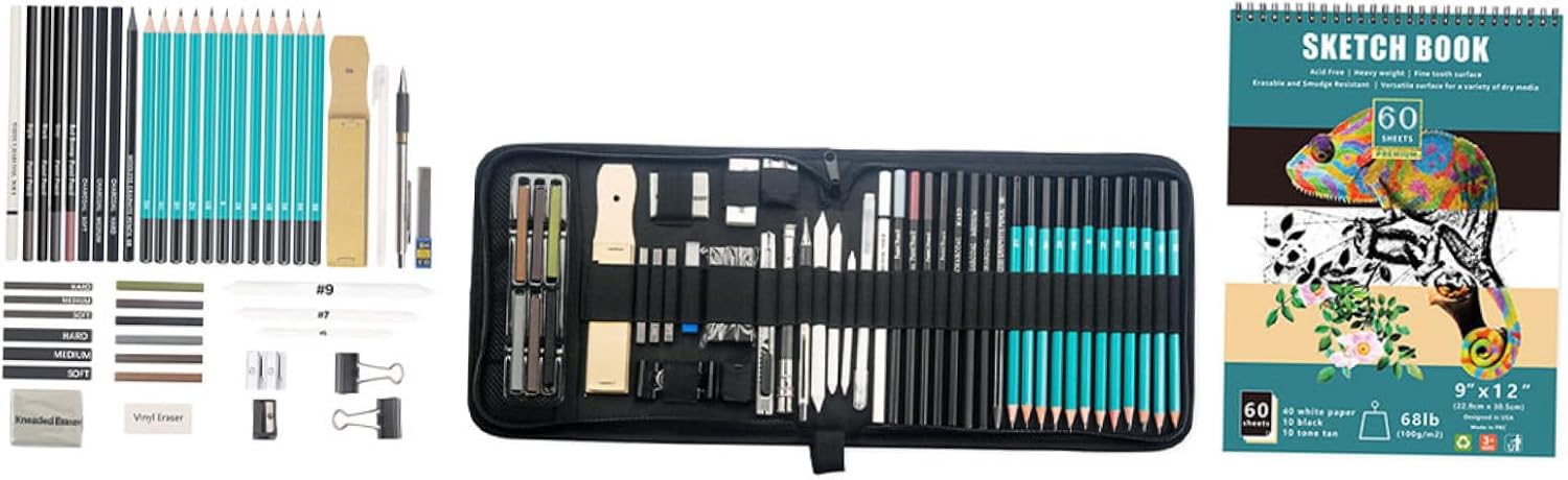 スケッチ用鉛筆セット 50ピース 木炭色鉛筆セット 学生用描画アクセサリー 子供用お絵かき用品 アート練習 趣味 学習用