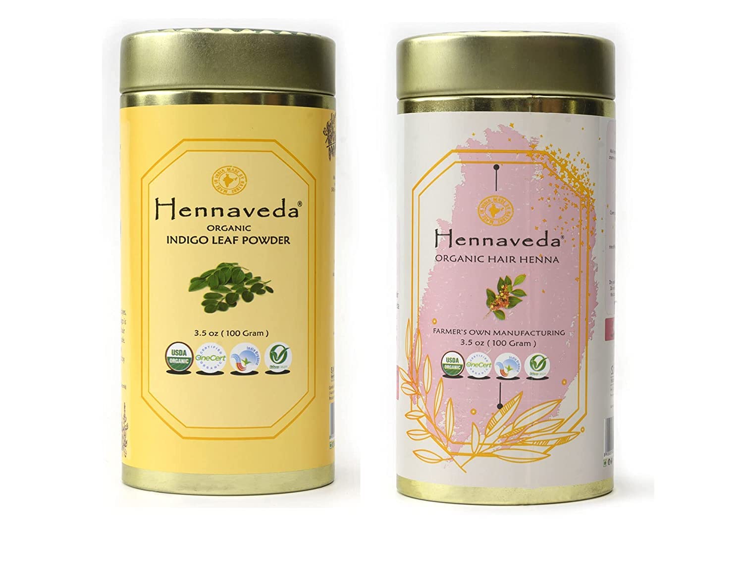 Metrol Hennaveda Hair Henna + Indigo,Organic hair color combo