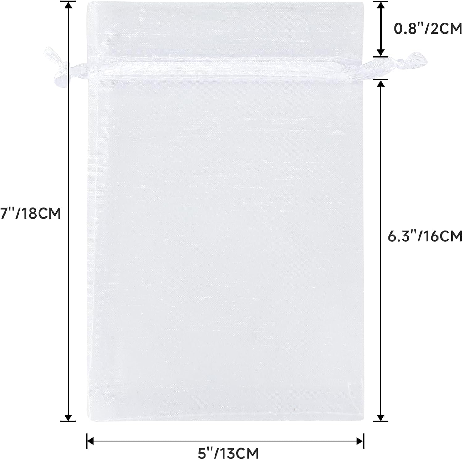G2PLUS 25PCS White Organza Bags 5x7 inches, Sheer Mesh Jewelry Pouches, Organza Gift Bags with Drawstring for Candy, Jewelry, Wedding Party Favors - Image 2