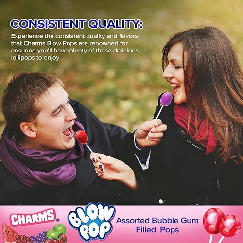 Miniatura 4 de Charms Blow Pops - Paquete de dulces a granel de 2 libras, sabores surtidos, envueltos individualmente, sandía, fresa, cereza, uva, manzana agria,