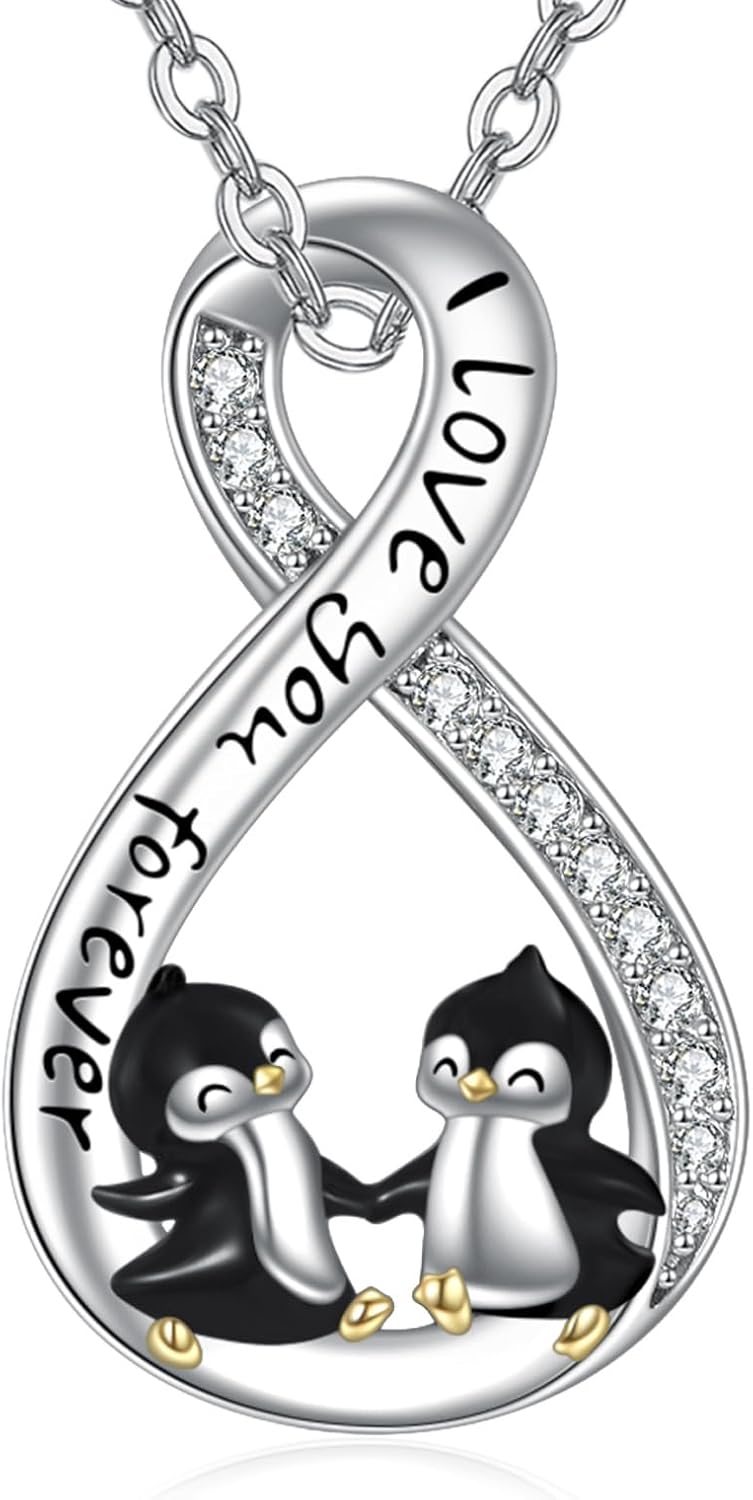 URONE Penguin Necklace for Women 925 Sterling Silver Cute Penguin Pendant Animal Jewelry Gifts