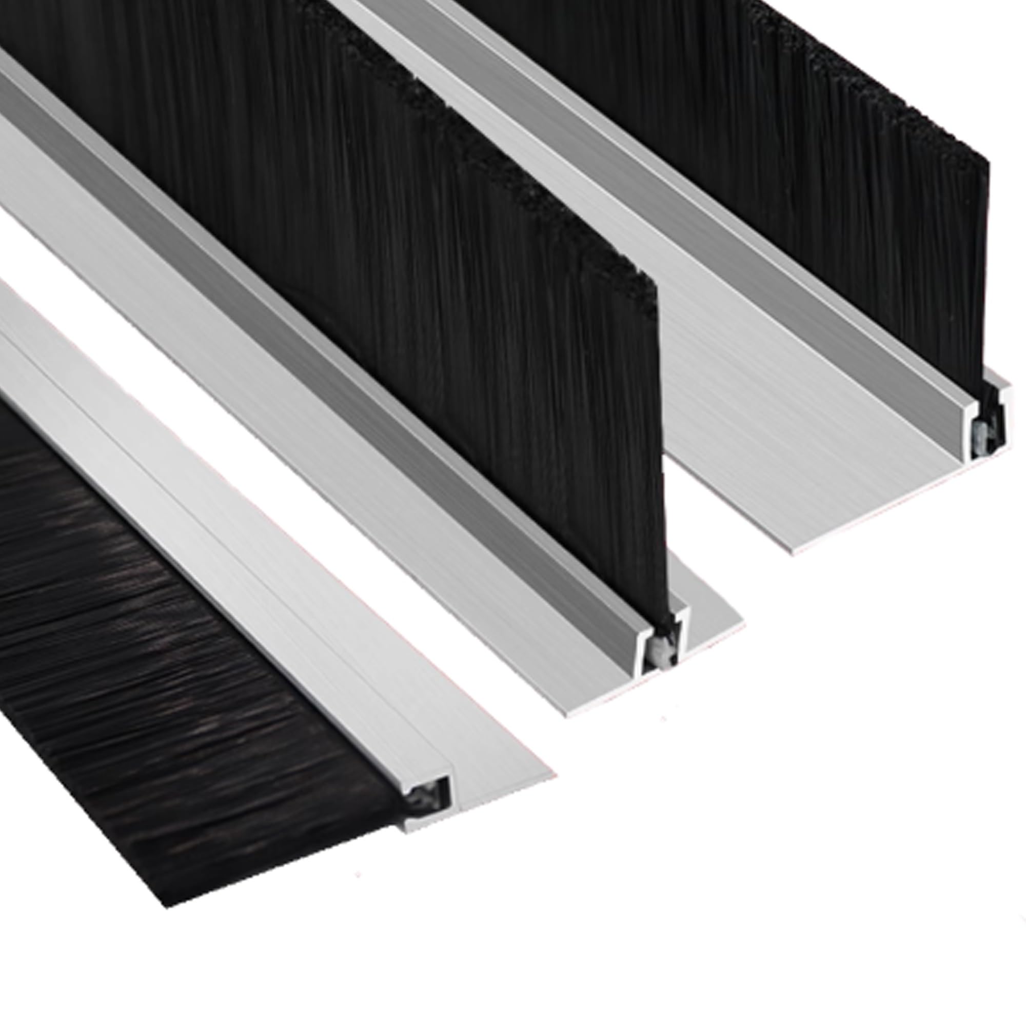 Aluminum Alloy Base Nylon Brush， Aluminum Alloy Door Bottom Seal Brush 100cm Length Height 10-200mm(F,80mm/3.15in)