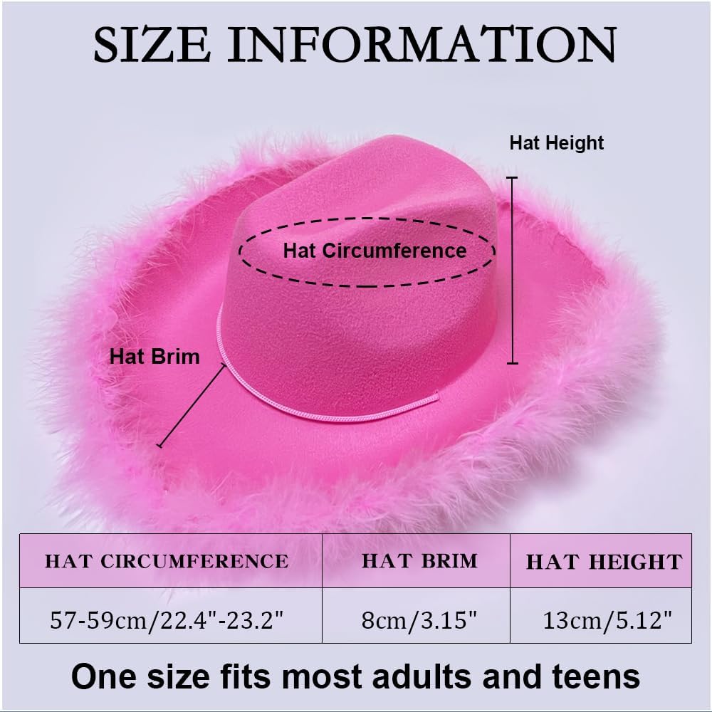 ZEBSF Feathers Cowboy Cowgirl Hat with Heart Sunglasses - Cowboy Hats for Women Bachelorette Birthday Disco Party - Image 5