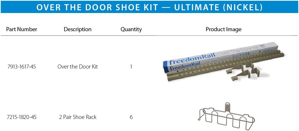 Organized Living Over the Door Shoe Kit - Ultimate, Nickel