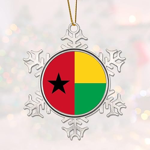 Miniatura 10 de Bandera nacional de peltre y copo de nieve, adornos de Navidad de la bandera de Liechtenstein, adornos para colgar en el árbol de Navidad,