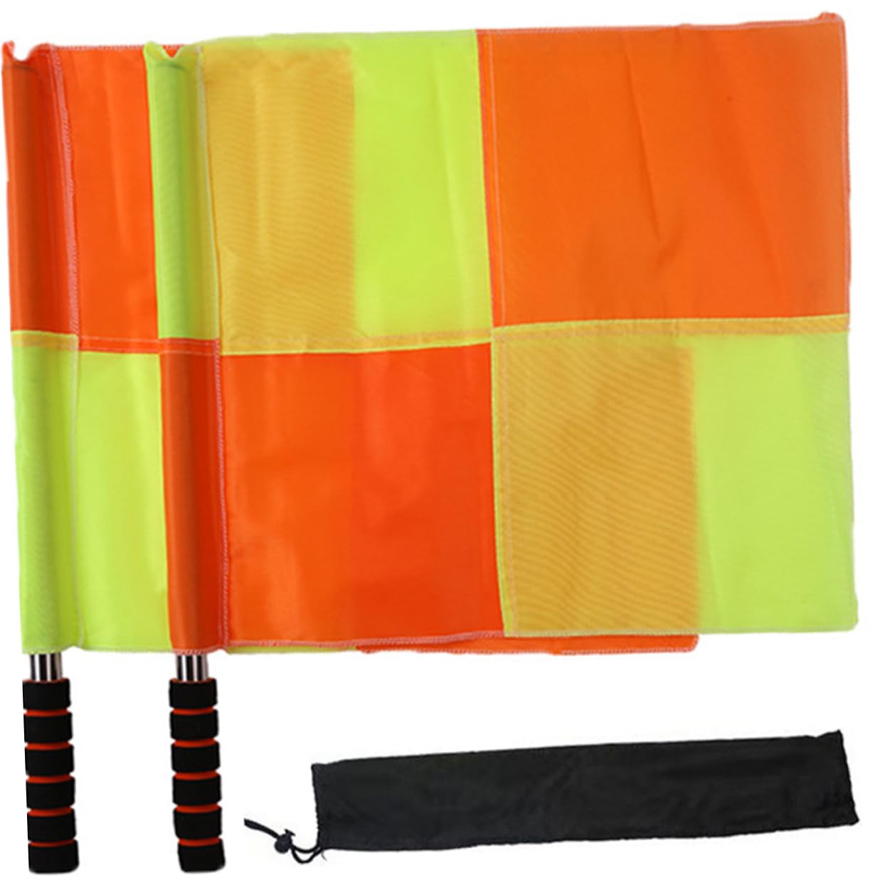 KOMBIUDA 2Pcs High Visibility Soccer Referee Flags Durable Competition Hand Signal Flags for Outdoor Sports Lightweight with Comfortable Grip for Sideline Crews