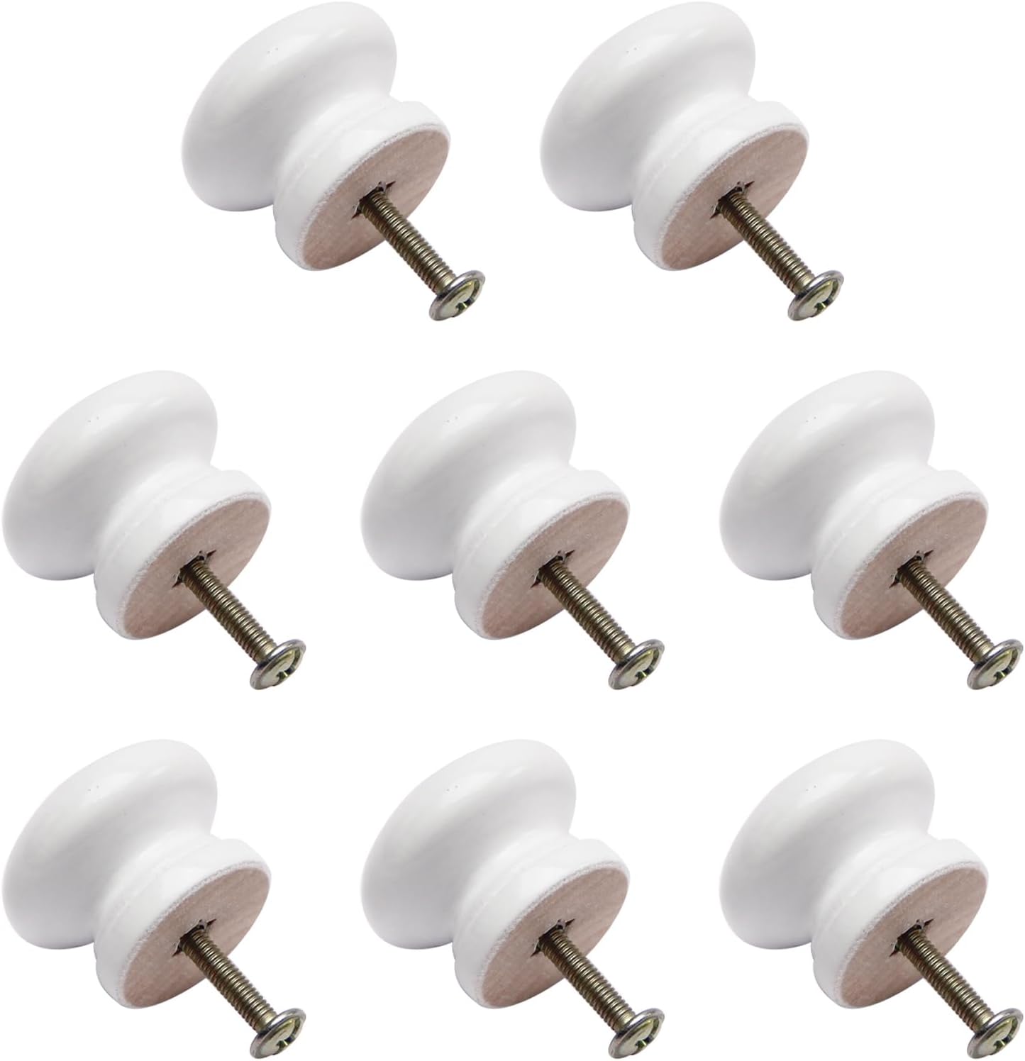 10Pcs Round Wood Knobs, 1.38" x 1.02"(D x H),Drawer Knobs Vintage Mushroom Shape Single Hole Wooden Knobs Cabinet Furniture Pulls Handles Wood Knobs for Dresser Drawer Wardrobe,White