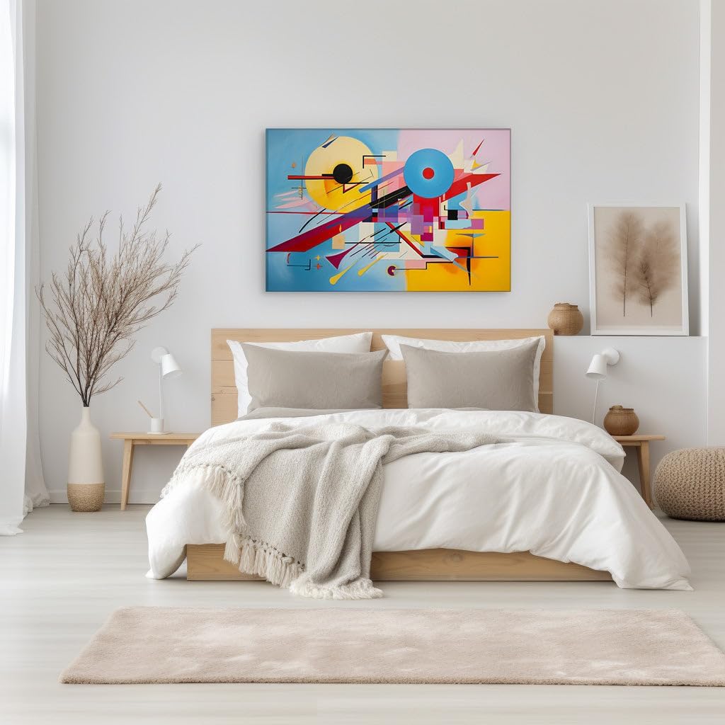 Canvas for Living room. Vibrant Geometric Energy Unleashed in Abstract Artwork Mastery, 27 x 18 inch Canvas Wall Art - Ready to Hang - 69x46 cm (27x18 inch)