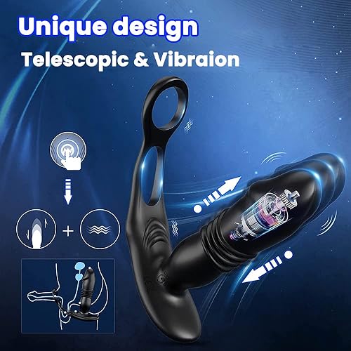 Miniatura 2 de Vibrador anal telescópico 3 en 1, masaje de próstata, tapón de anillo, estimulador de próstata, retraso, eyaculación, anillo de pene, consoladores,
