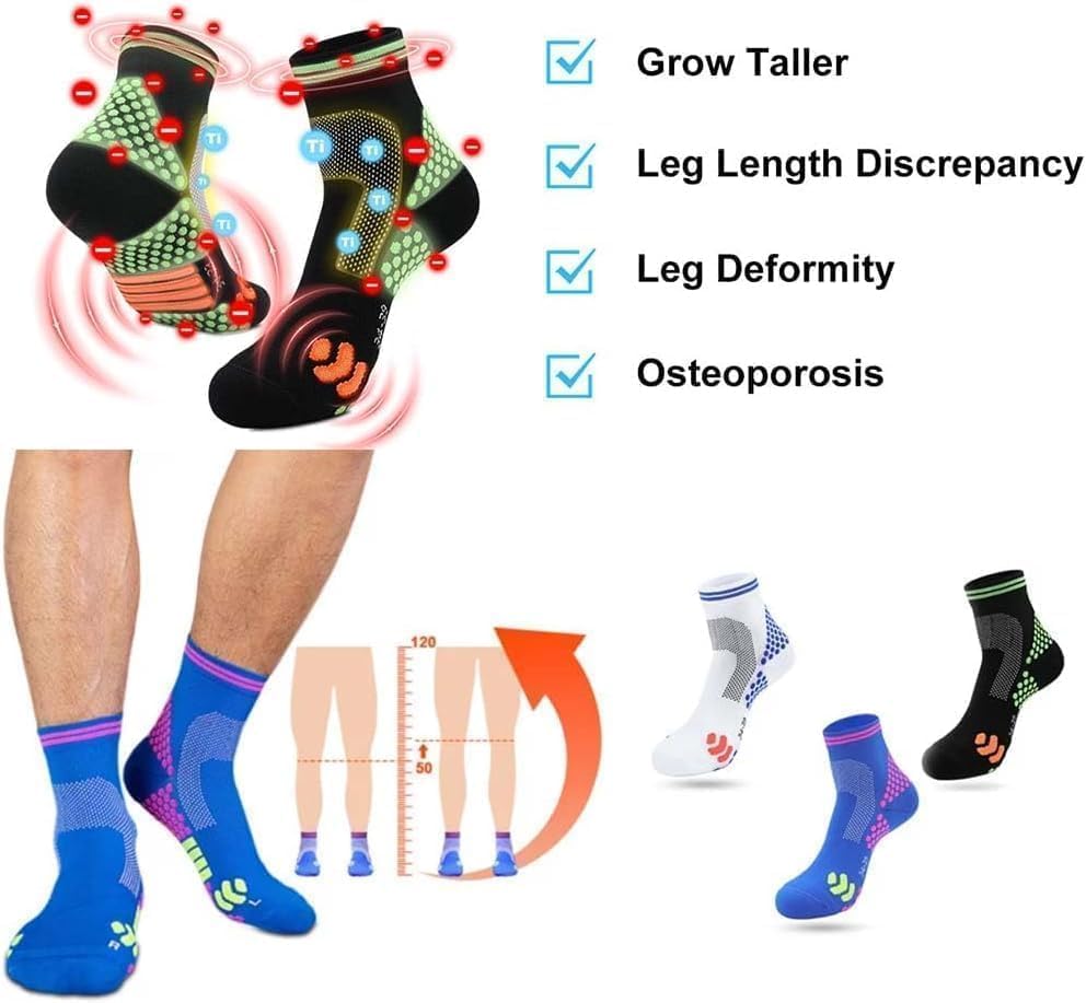 HIGHERSOCKS 2023 Far Infrared Schorl Titanium Ion Heightening Booster Socks, Highersocks Heightening Booster Socks (Black-5PCS,L: 9~15 US Men / 10~16 US Women)2