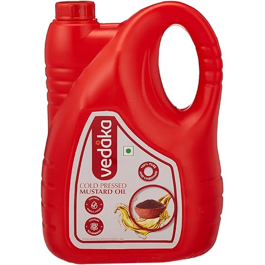 Amazon Brand - Vedaka Cold Pressed Mustard Oil | 5 L | Cooking Oil | Contains Omega- 3 Pufa | 100% Vegetarian Kachi Ghani Oil