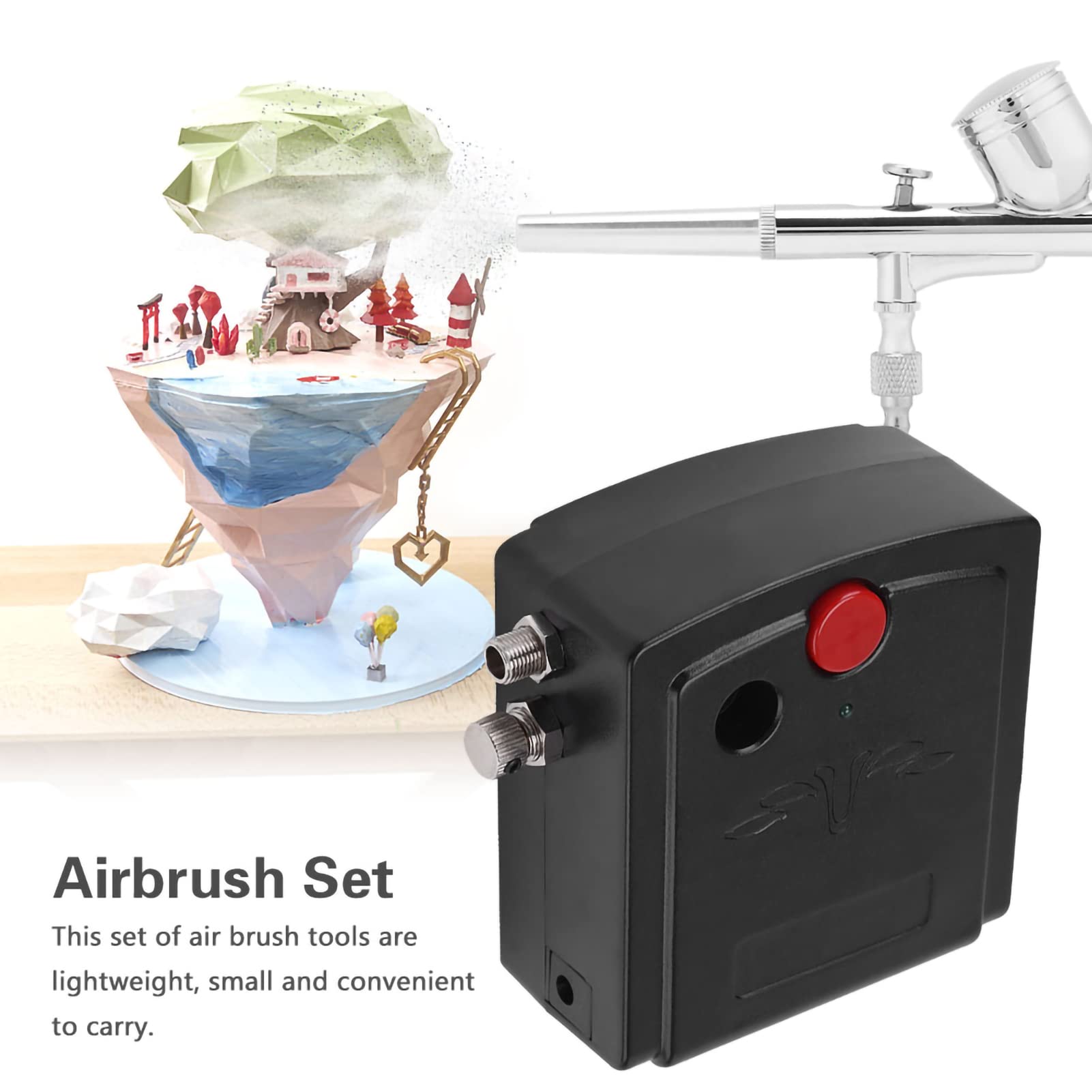 Kit Airbrush 0.2mm 7cc Double Action Airbrush Compressor Kit complet Pistolet à peinture Air Brush avec Filtre d'humidité pour le Maquillage Nail Art Peinture Tattoo Decoration(EU Plug 110-240V)