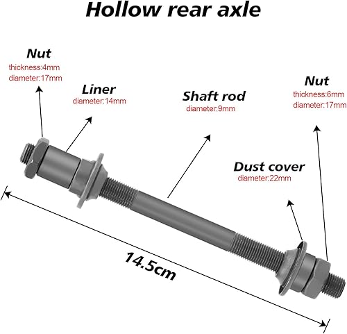 Miniatura 4 de QKURT Juego de liberación rápida para bicicleta, 1 par de eje de bicicleta eje hueco para bicicleta, brochetas de liberación rápida para bicicleta