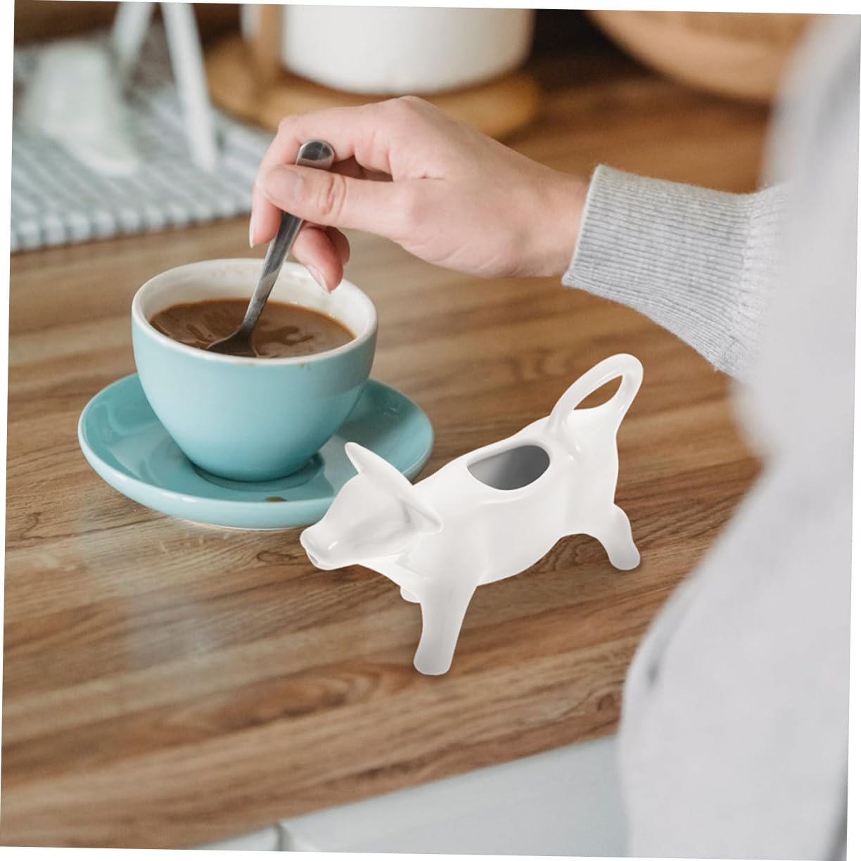 GLEAVI Pichet à Lait Céramique 4 Pièces Tasse à Mousser Lait Accessoires Cuisine
