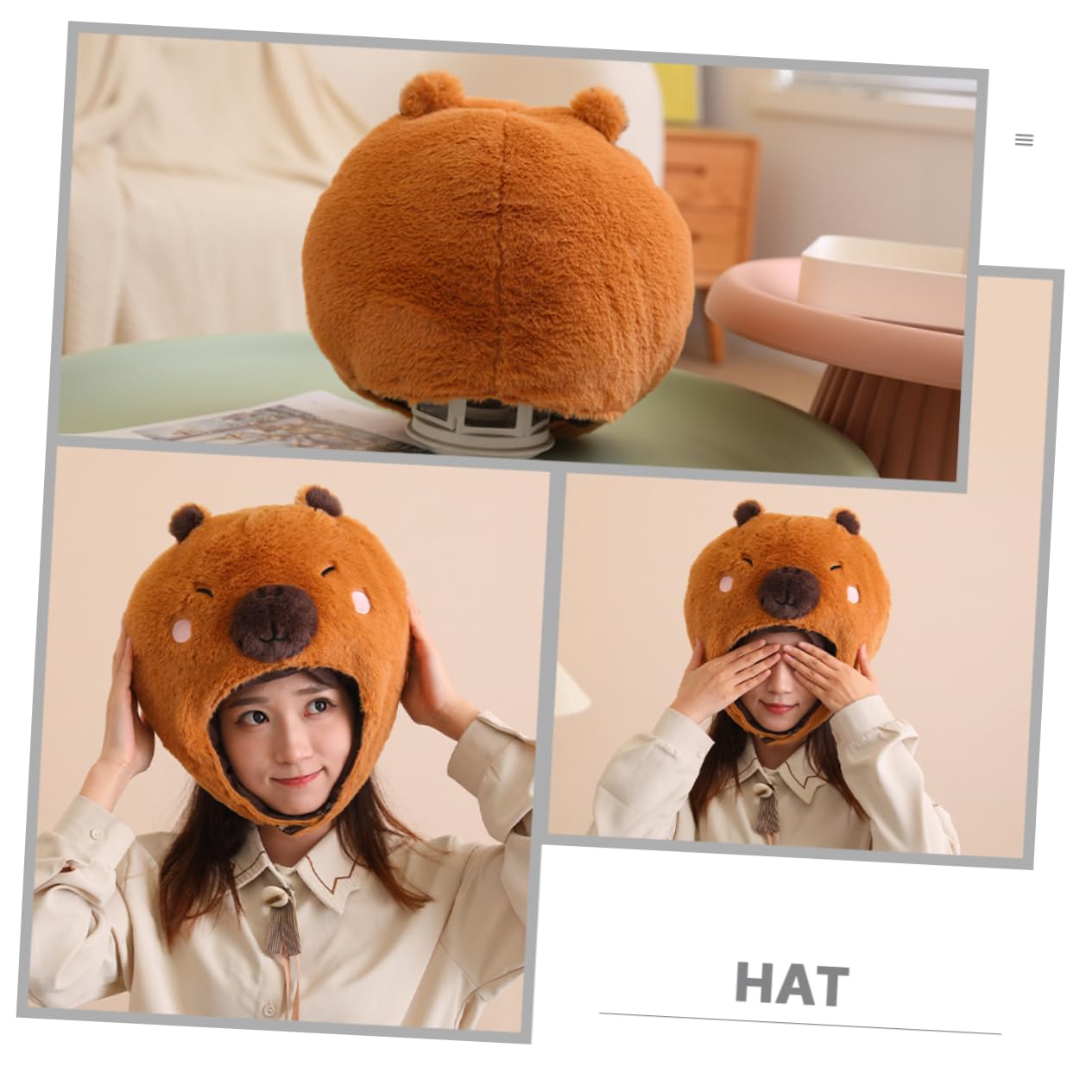 Zerodeko Sombrero De Capibara Divertido Para Fiestas Disfraces y Espectáculos Sombrero De Peluche Forma De Capibara Accesorio Para Fotos y Eventos