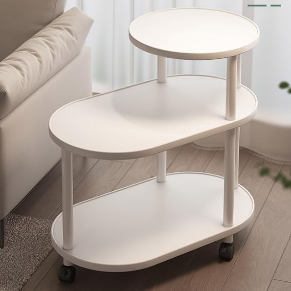 Side Table End Coffee Table with Wheel Movable Sofa Cart(Brown)