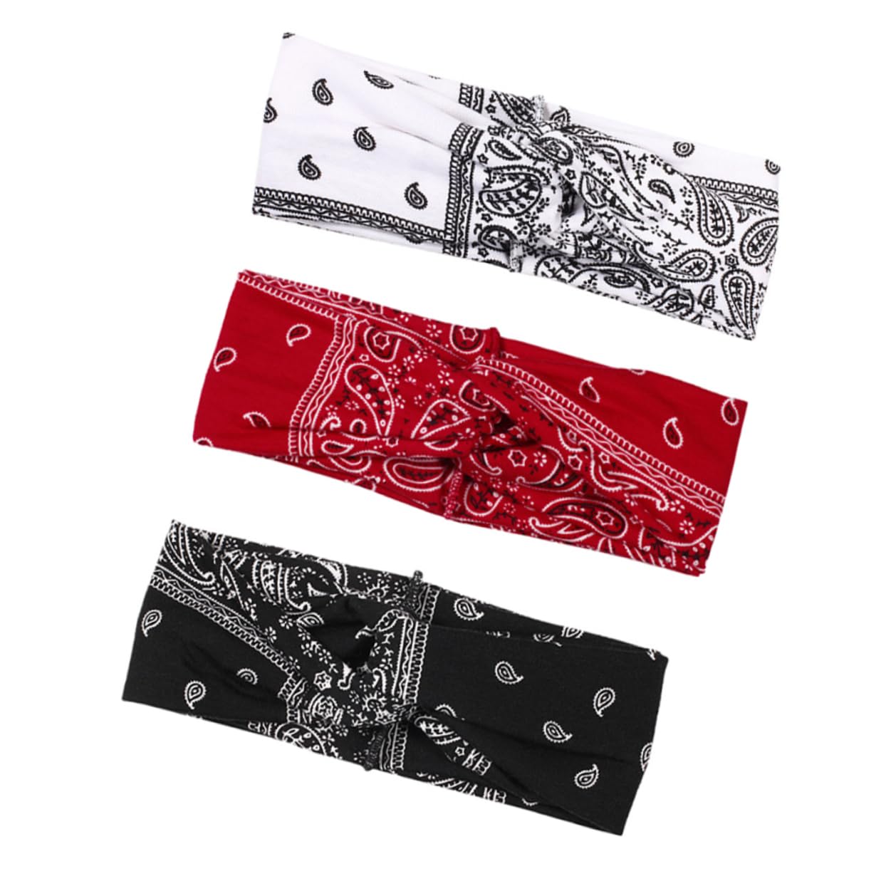 FRCOLOR 3 Set Bohemia Wrap by Elastic Knot Headband Workout Headband Bandana Accessorio Moda Donna Rosso//nero 3 Pezzi*3