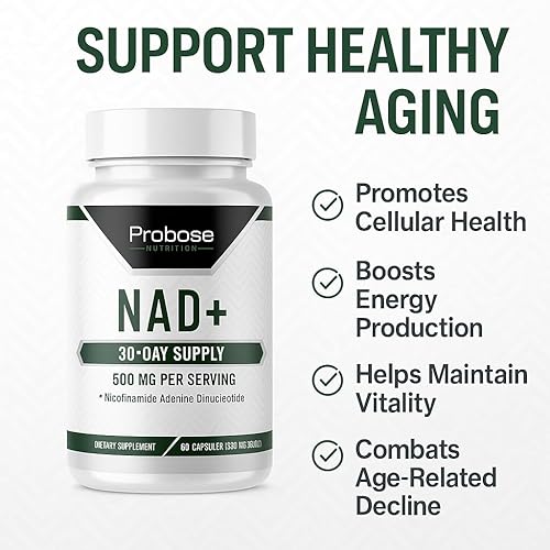Miniatura 4 de Probase Nutrition Suplemento NAD 500 mg de alta potencia 30 días de suministro NAD Maximizer similar a nicotinamida ribósido vegano sin OMG probado