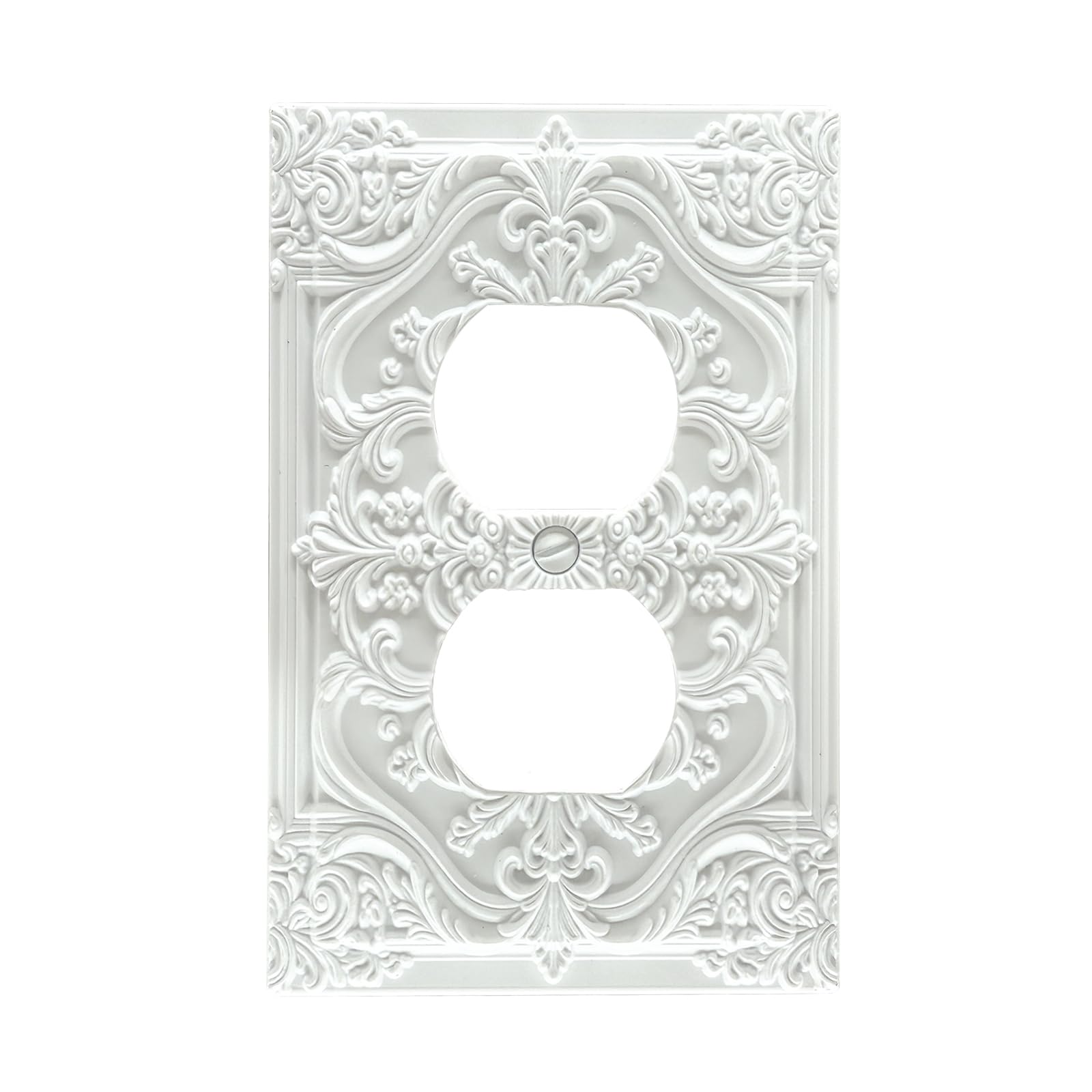 Décoration d'intérieur chambre avec plaque de prise blanche floral