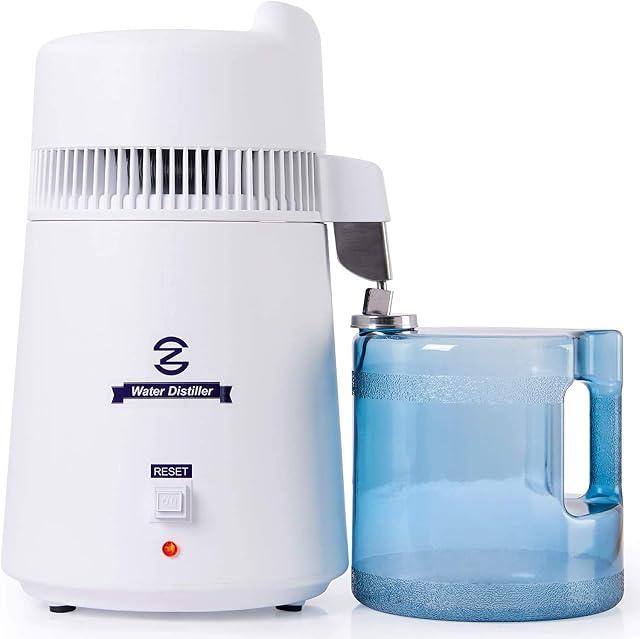 CO-Z 900W Pure Water Distiller | 6 Litre Distilled Water Machine with 6 Litre Jug | Electric Water Purifier for Home Water Distilling | Countertop Distiller for Kitchen or Lab, White