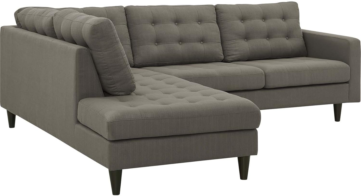 Modway EEI-2798-GRA Empress Mid-Century Modern Upholstered Fabric Left-Facing Sectional Sofa in Granite