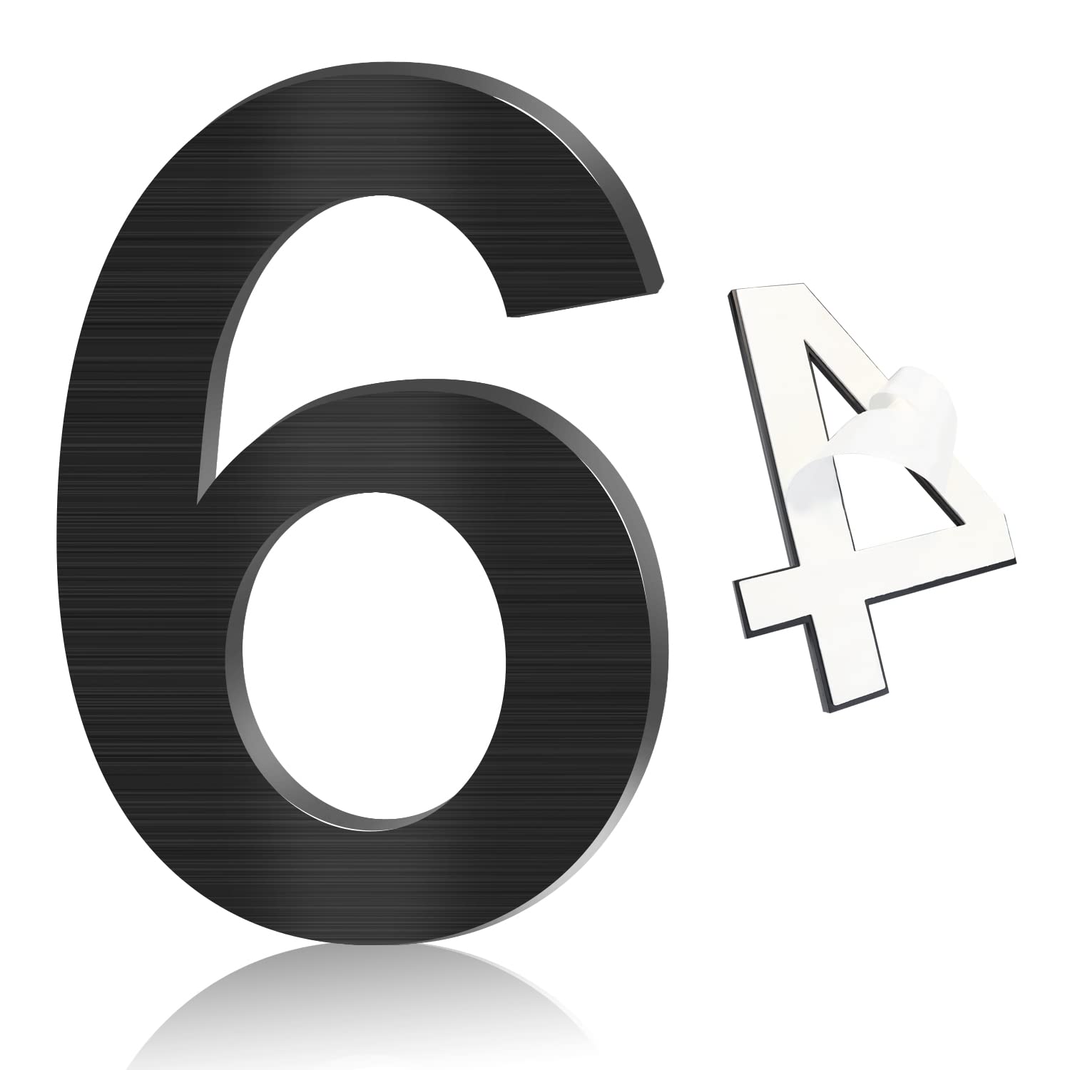 Stainless Steel House Number,5 Inch Self-adhesive House Numbers,Brushed Metal Modern House Numbers, Garden Door Mailbox De...