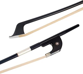 Kmise 4/4 Bass Bow Upright Bass Carbon Fiber Bow Ebony Frog Natural Horsehair Black