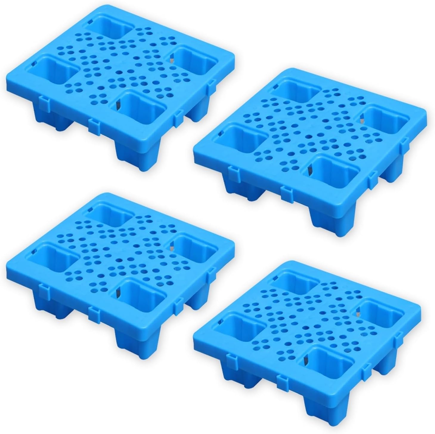 Plastic Pallets for Basemen Storage, Waterproof Blue Spliceable Warehouse Plastic Pad, Lightweight Nestable Floor Pallets, Breathable Grids Article Racks for Garage