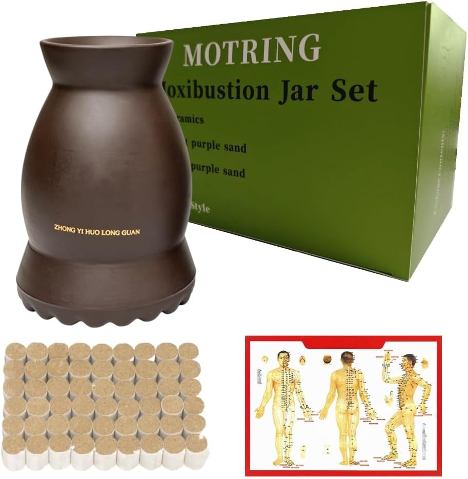 Moxibustion Purple Sand Pot Moxa Sticks Holder Portable Scraping Cup Tool Set