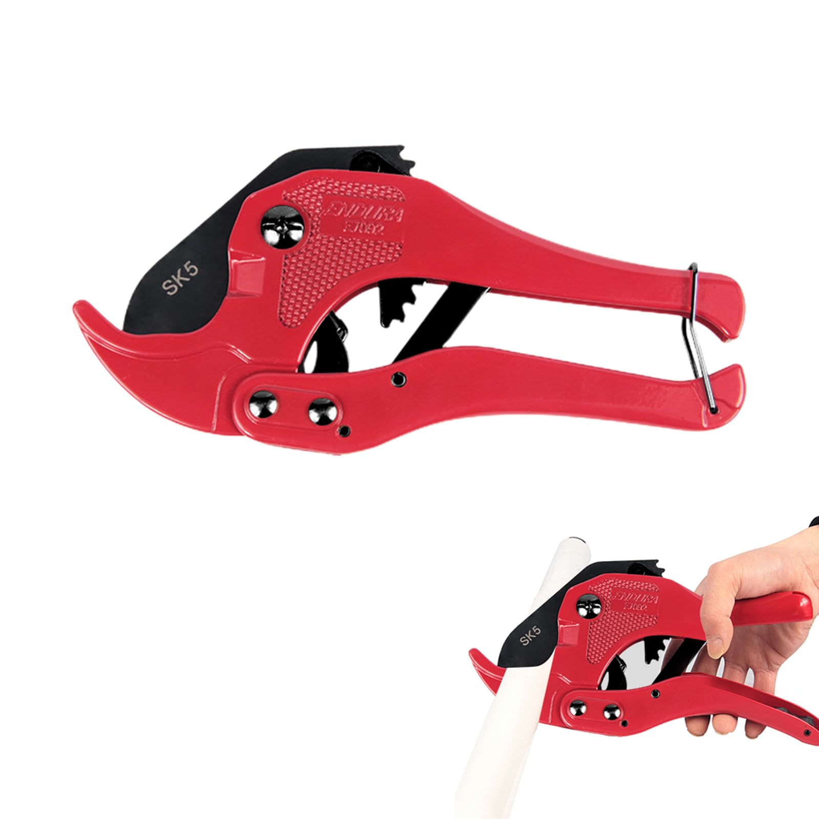 Plastic Pipe Cutter,42mm Ratchet Type Pipe Cutter,Plastic Pipe Scissors,PVC Cutter Ratchet Type Pipe Cutter for Tubes Electrical Cables Cables,Black Blade