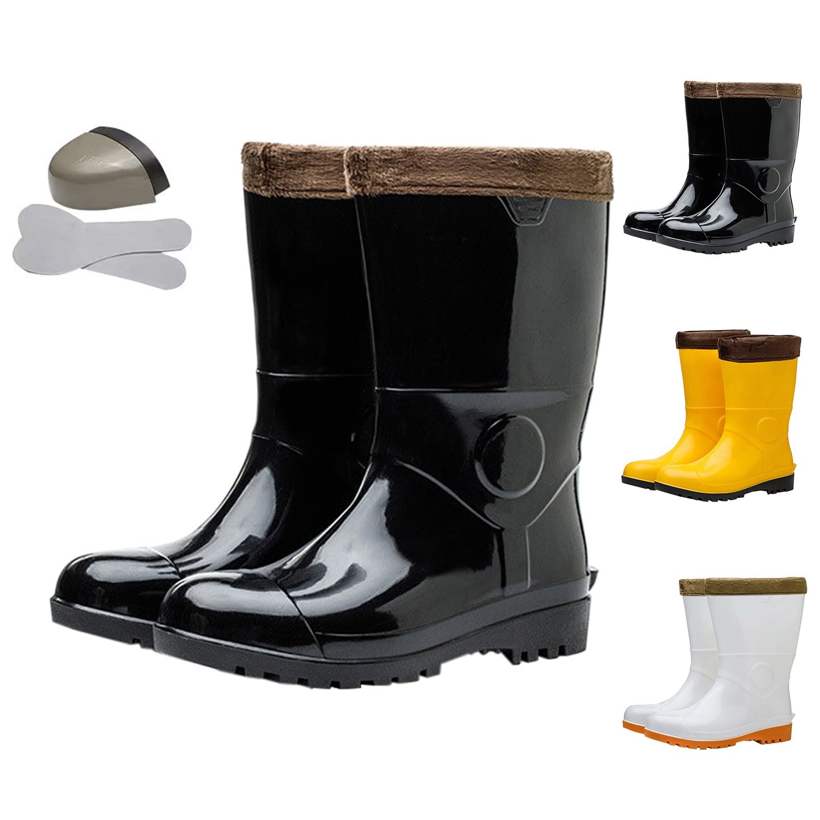 Botas De Agua Mujer Botas Impermeables Mujer Moda Trabajo Ligeras Media Caña Botines De Pvc De Moda Flexible Y Antideslizante Botines De Goma Rain Boots Impermeables Cortavientos Zapatos De Trabajo